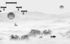 简约 意境中式山水 TiF分层