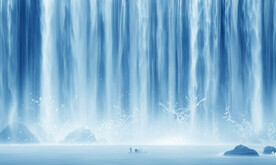 瀑布山水画幕墙