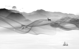 现代 灰色高雅山水 TiF分层