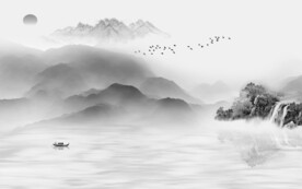 高档 奢雅灰山水画 TiF分层