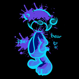 原创蓝色涂鸦潮流线条能印花