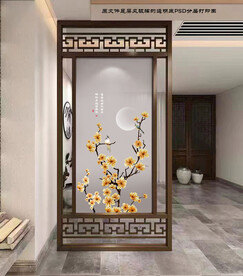 高清分层透明底屏风玻璃打印图