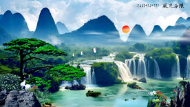 瀑布风景画