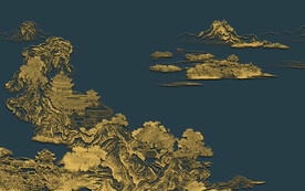 新中式山水背景墙壁画硬包