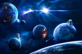 银河宇宙星球宇航员太空陨石背景