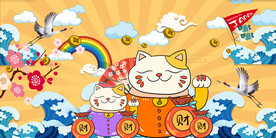 工装招财猫背景