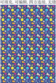 趣味卡通图案 宇宙太空 