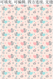 爱心猫咪  卡通小猫图案 印花