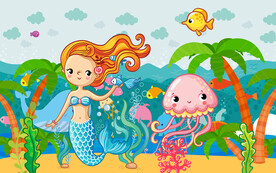 卡通美人鱼背景