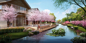 公园溪流效果图