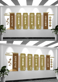 简约四季养生中医养生文化墙