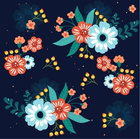 卡通花朵印花图案