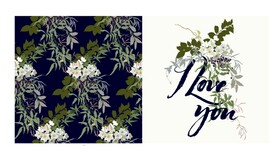 小清新绿叶花纹图案