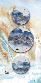 新中式意境山水背景玄关装饰画