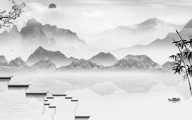 别墅 意境灰色山水 TiF分层