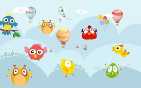 卡通小鸟背景墙