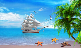 阳光沙滩海景图