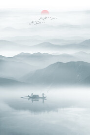 意境水墨山水画