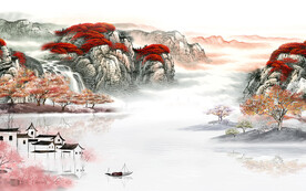 高档 最新客厅山水 tif分层