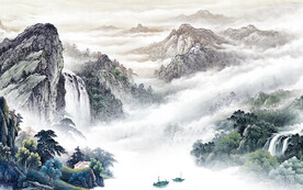 客厅 意境高档山水 Tif分层