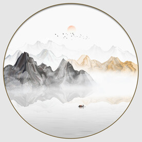 圆形抽象水墨画