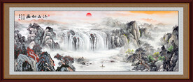 瀑布国画山水