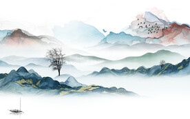 新款 最新中式山水 tiF分层