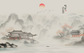 水墨江南水乡背景墙