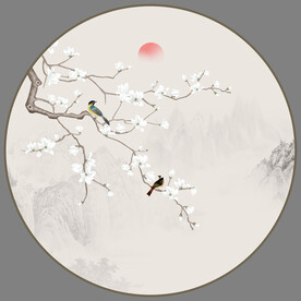 圆形花鸟画