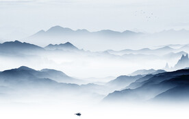 高端 淡雅中式山水 TiF分层