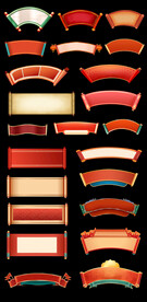 新年古风中国风png画轴卷轴