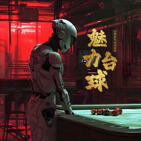 机器人台球挂画展板无框画设计