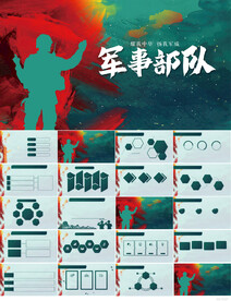 绿色大气八一军事部队PPT模板