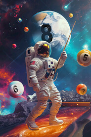 帅气宇航员台球壁画挂画背景墙