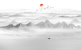 新中式水墨山水画