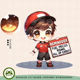 举着活动牌的可爱工作人员