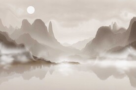 新中式高山流水生财背景墙