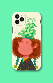 绿色绘可爱人物插画手机壳