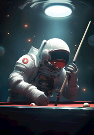 宇航员台球广告展板壁画挂画背景