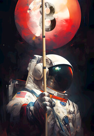 宇航员台球广告展板壁画背景墙