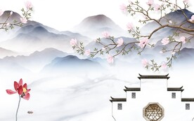 高清 中式意境山水 TIF分层