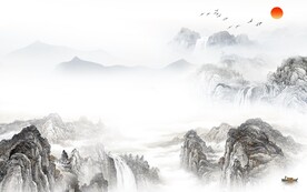 简约 中式意境山水 TIF分层