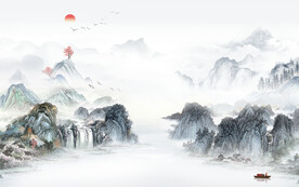 新款 中式意境山水 TIF分层