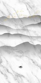 新中式轻奢爵士白大理石山水玄关