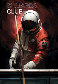 创意宇航员打台球广告展板挂画