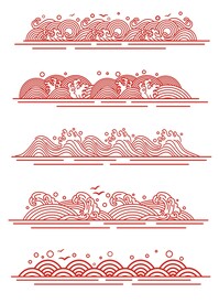 中国风中式浪花纹山纹海水纹底纹