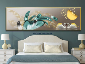 心心相印天鹅湖床头装饰画