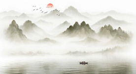 国画山水背景图