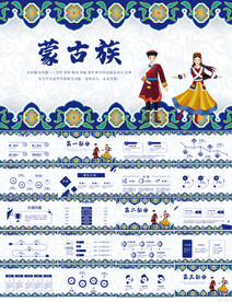 传统花纹少数民族蒙古族PPT