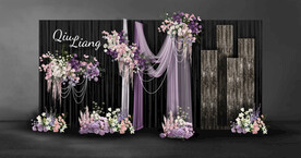 紫色婚礼迎宾区